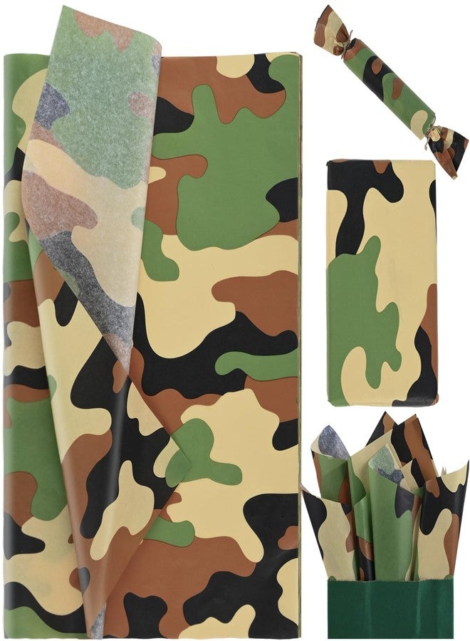 Bolsome 100 Sheets 20 * 14 Inches Camo Tissue Paper for Gift Wrapping, Green Black Camouflage Tissue Paper for Gift Bags for Birthday Camping Themed Party Retirement Hunting Party DIY Craft - Image 1